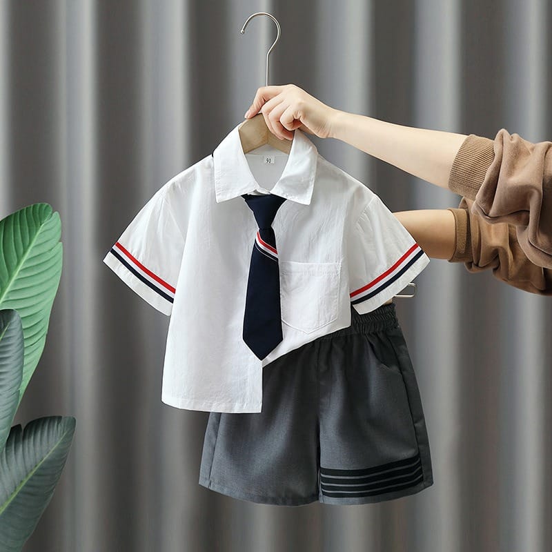 【セット】トミーライン半袖シャツハーフパンツネクタイ付セットアップ
