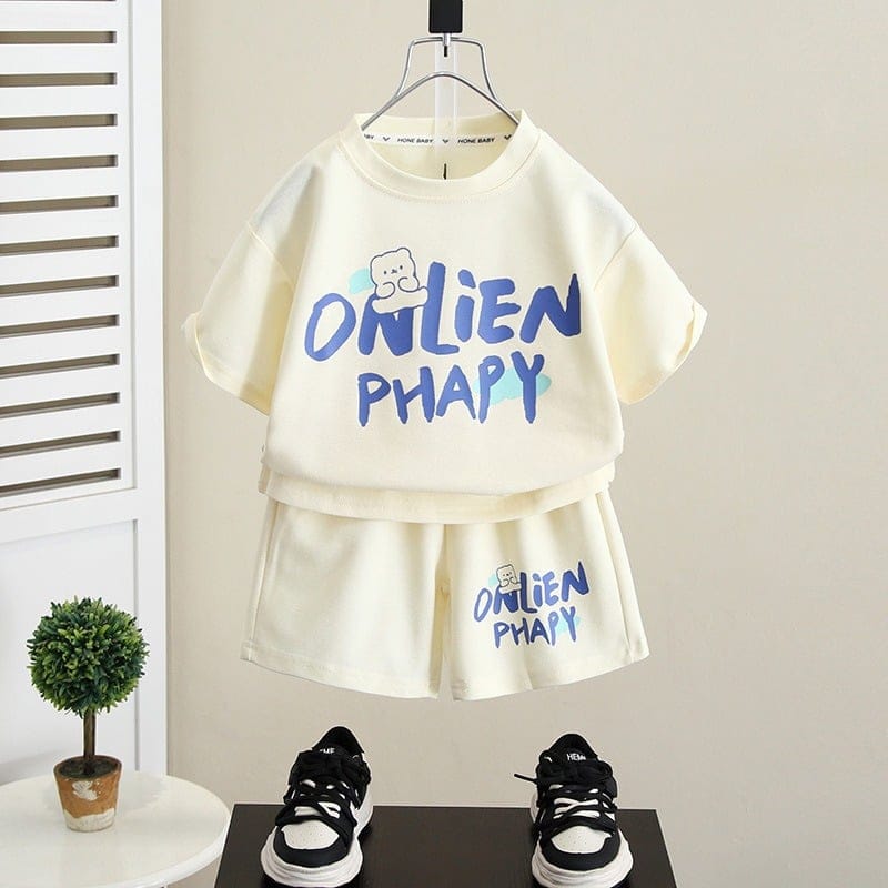 くま雲プリント半袖Tシャツハーフパンツセットアップ