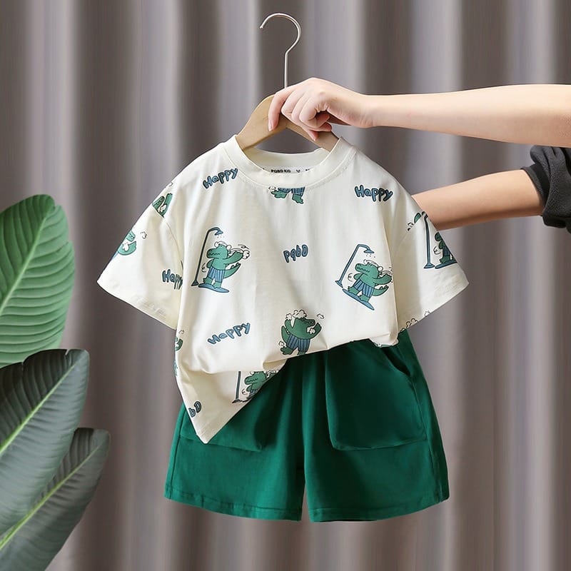 【セット】ハッピーワニ半袖Tシャツハーフパンツセットアップ