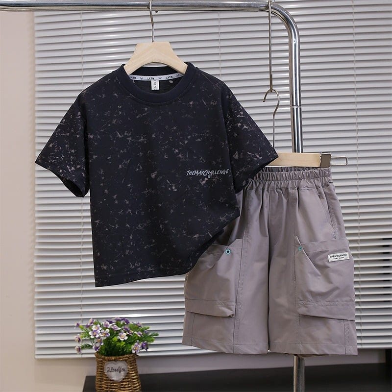 ワイルドレタリング半袖Tシャツハーフパンツセットアップ