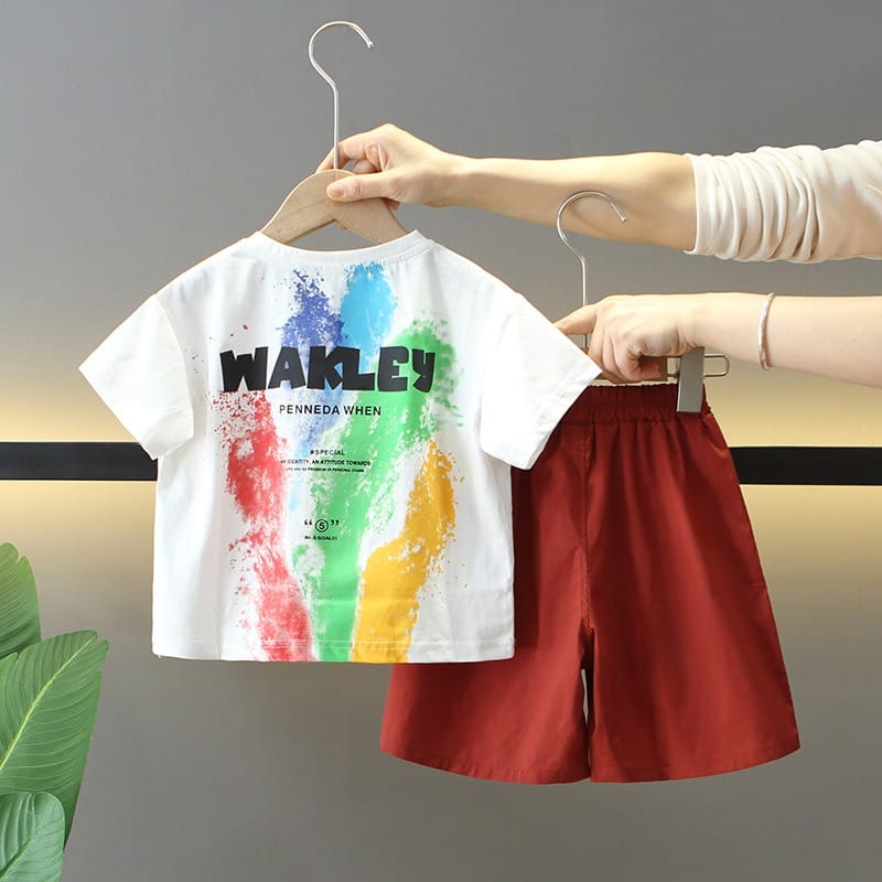 【セット】カラフル花火プリント半袖Tシャツハーフパンツセットアップ