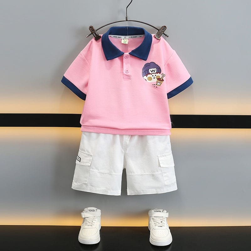 【セット】バブルティプリント半袖ポロシャツハーフパンツセット