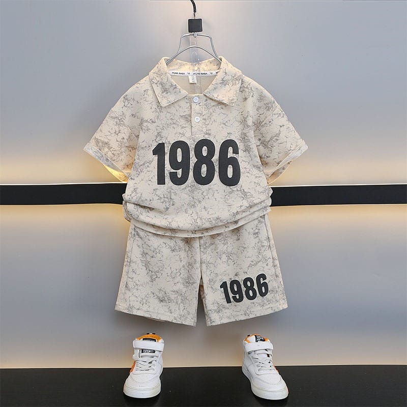 【セット】ストーン柄1986ロゴポロシャツセットアップ