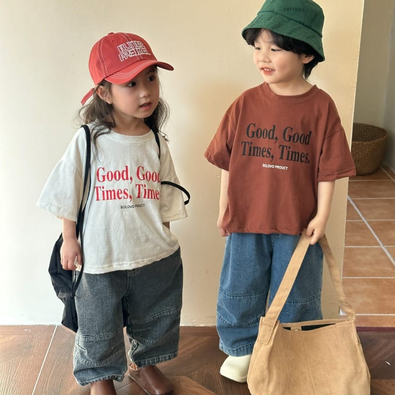 【KID】GoodTimes英字ロゴクルーネック半袖Tシャツ