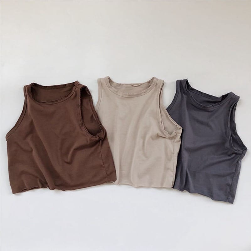 カットオフ無地ノースリーブTシャツ