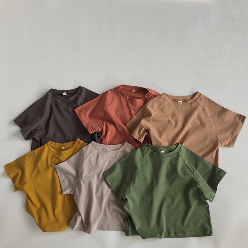 【KID】ベーシックカラフル無地ラグラン半袖Tシャツ