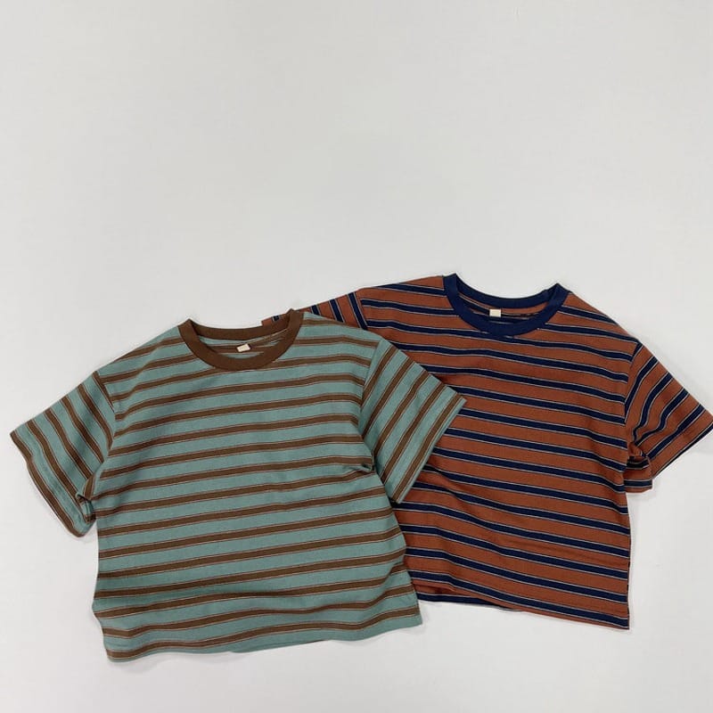 【KID】ルアンストライプ半袖クルーネックTシャツ