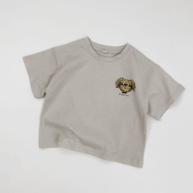 【KID】いぬプリントラウンドネック半袖Tシャツ