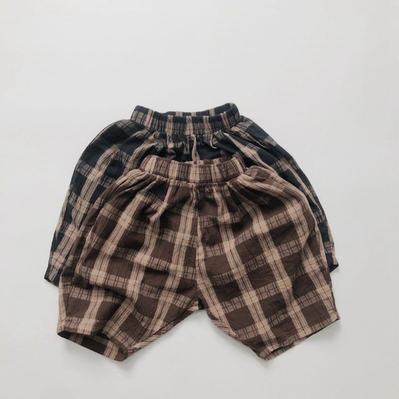【KID】ナチュラルチェック柄ワイドハーフパンツ