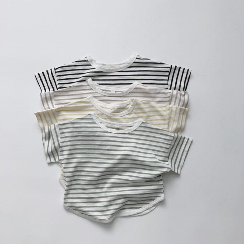 【KID】スラブコットンストライプ半袖Tシャツ
