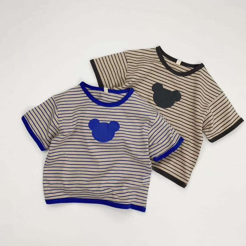 【KID】ストライプくま半袖Tシャツ