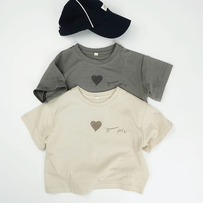 【KID】手書き風ハートプリントキッズ半袖Tシャツ
