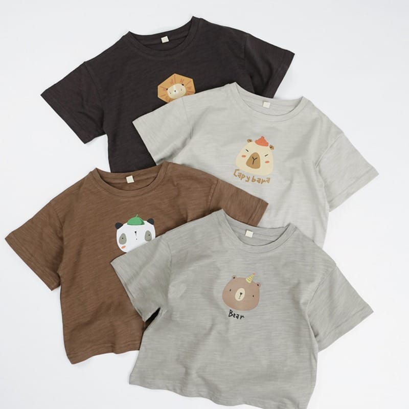 【KID】アニマルキャラクタープリント半袖Tシャツ