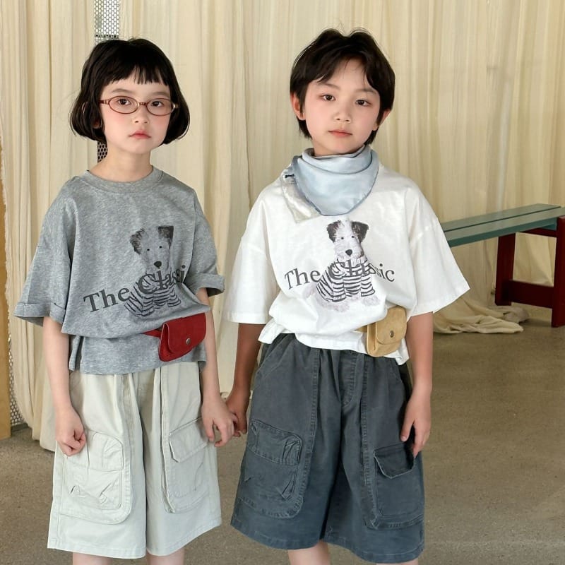 【KID】クラシックパピーイラストプリント半袖Tシャツ