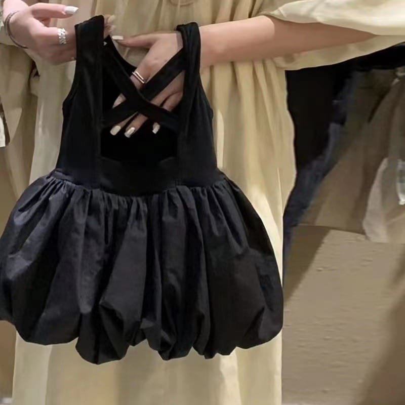【KID】ブラックバレリーナバルーンノースリーブワンピース