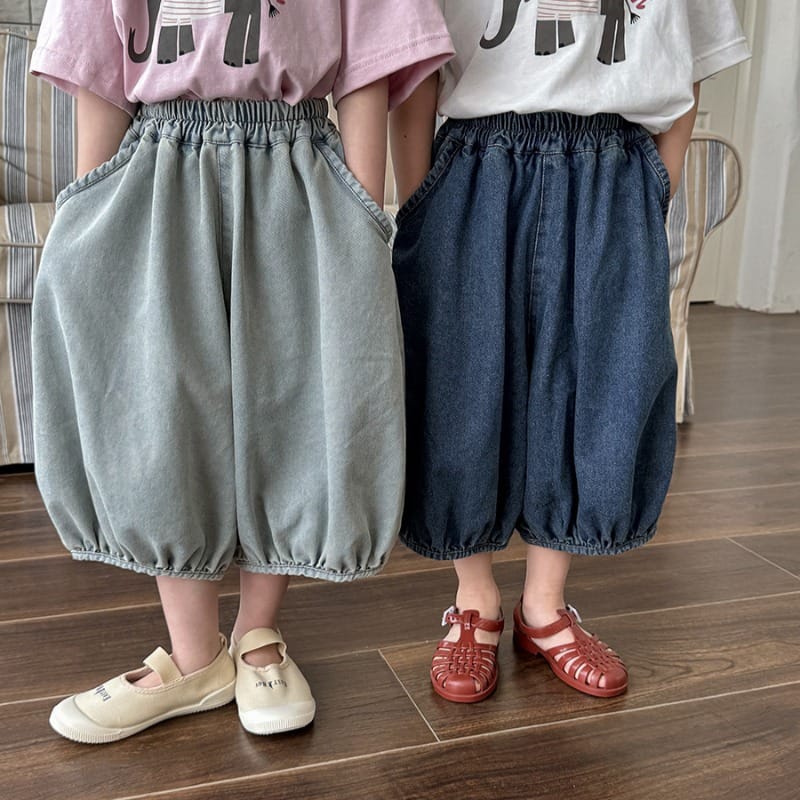 【KID】ビッグバルーンデニムウエストゴム7分丈パンツ