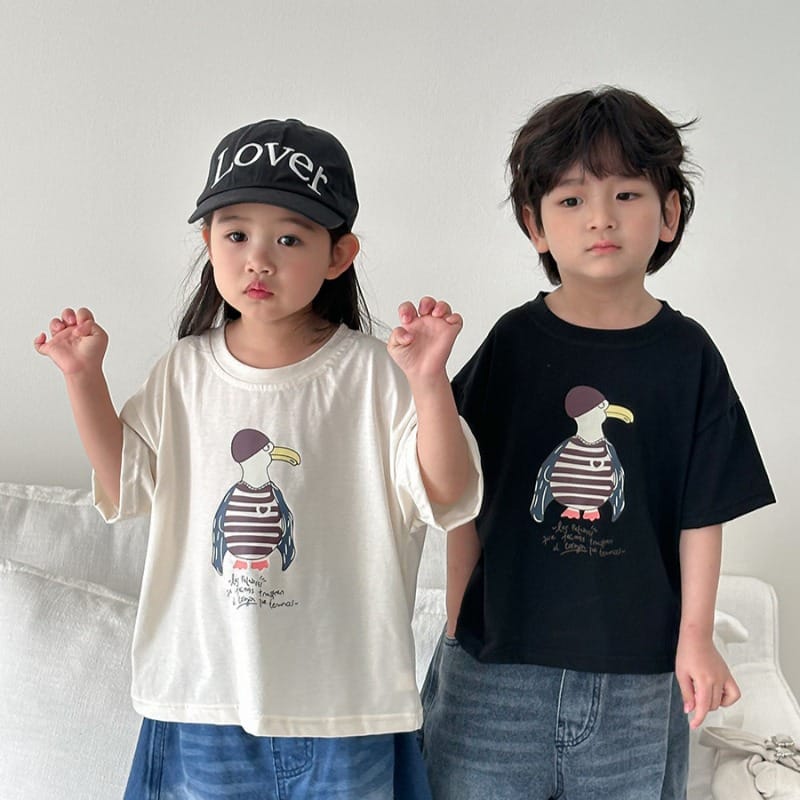 【KID】ビーニーアヒルプリント半袖Tシャツ