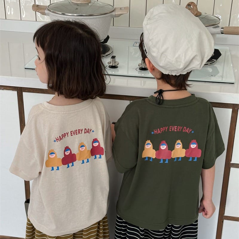 【KID】バックプリントハッピーエブリデイ半袖Tシャツ