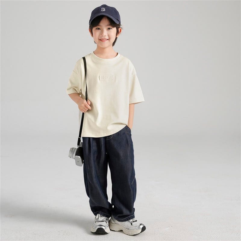【KID】ベーシック無地クルーネック半袖Tシャツ