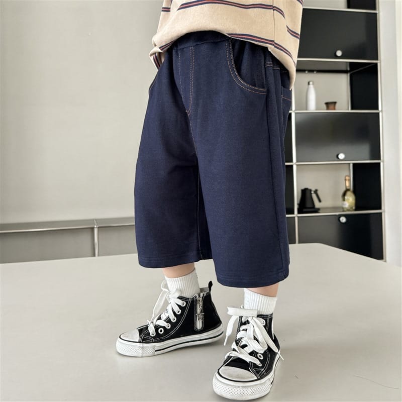 【KID】パッチデザインデニムハーフパンツ