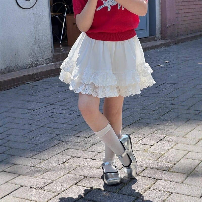 アイレットレースフリルティアードスカート