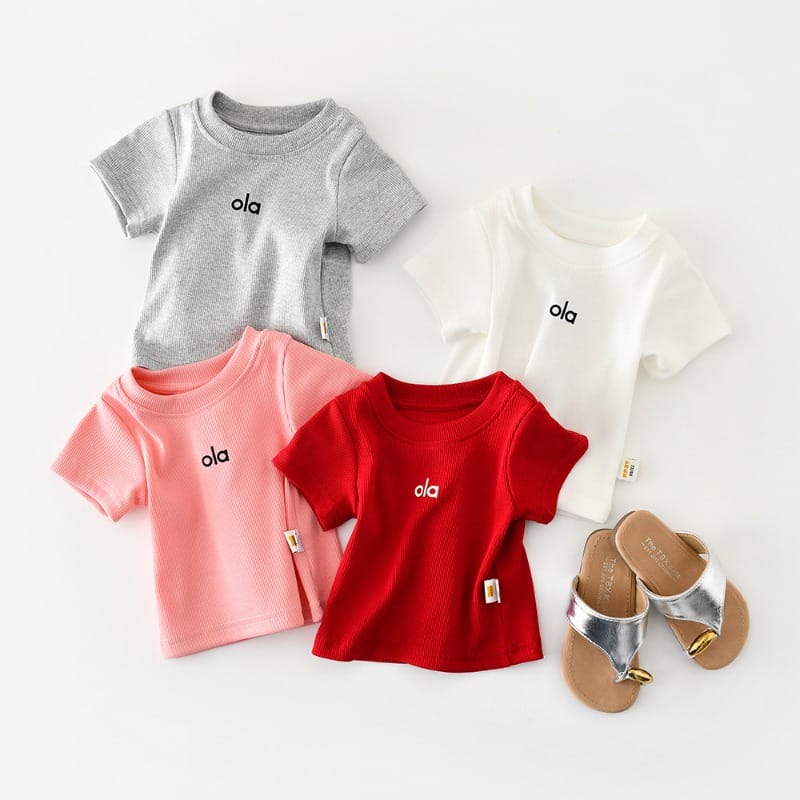 【BABY】英字ロゴリブ半袖Tシャツ