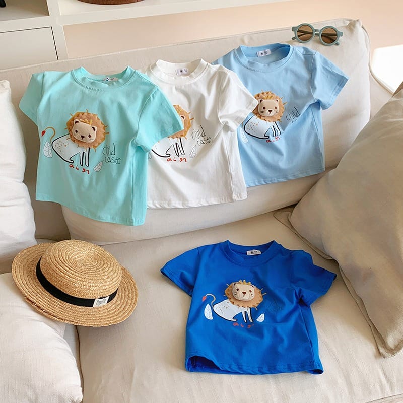 ライオンモチーフ半袖Tシャツハーフパンツセットアップ