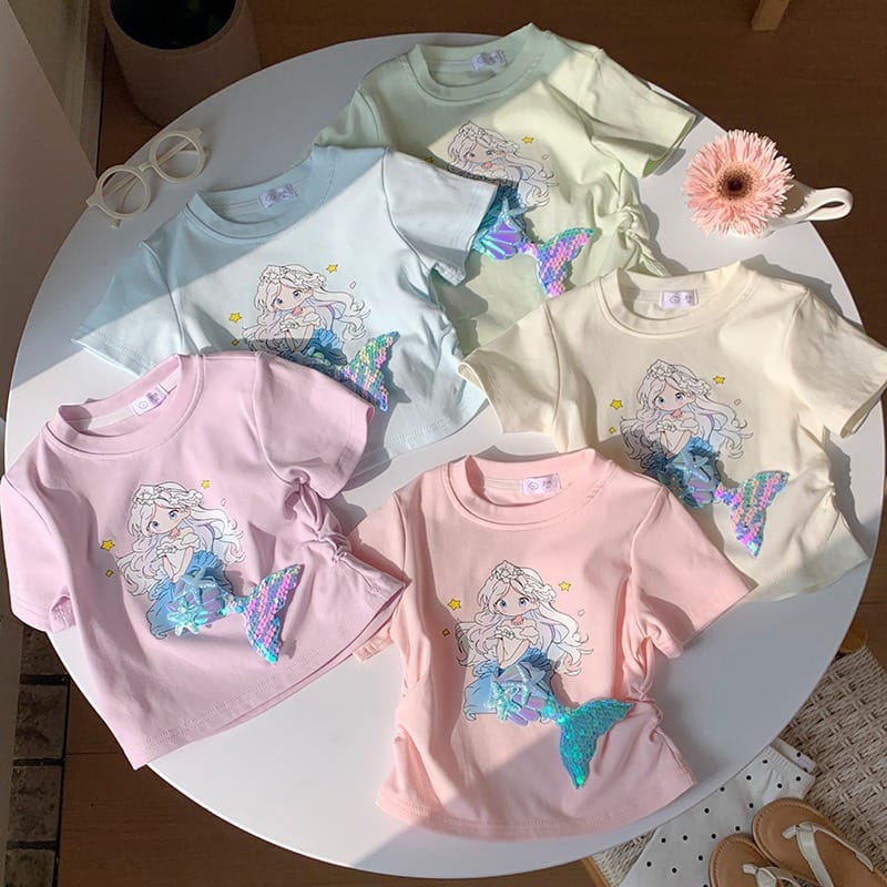 【KID】マーメイドスパンコールシャーリング半袖Tシャツ