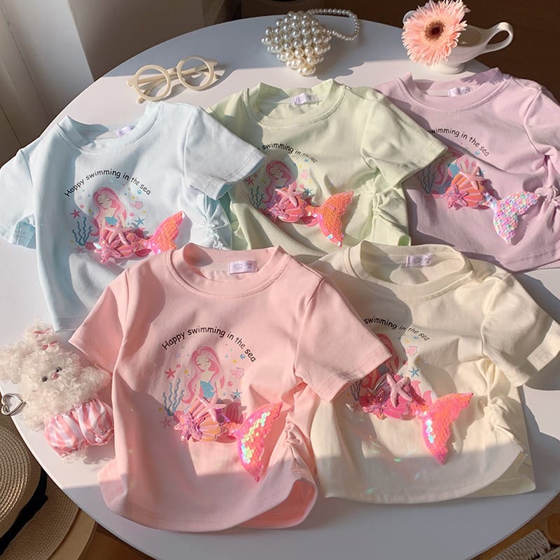 【KID】マーメイドプリントキッズ半袖Tシャツ