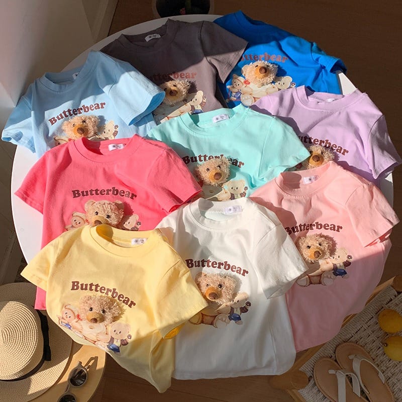 【KID】くまファミリープリント半袖Tシャツ