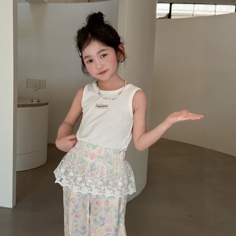 【KID】ワンポイントラベルノースリーブTシャツ