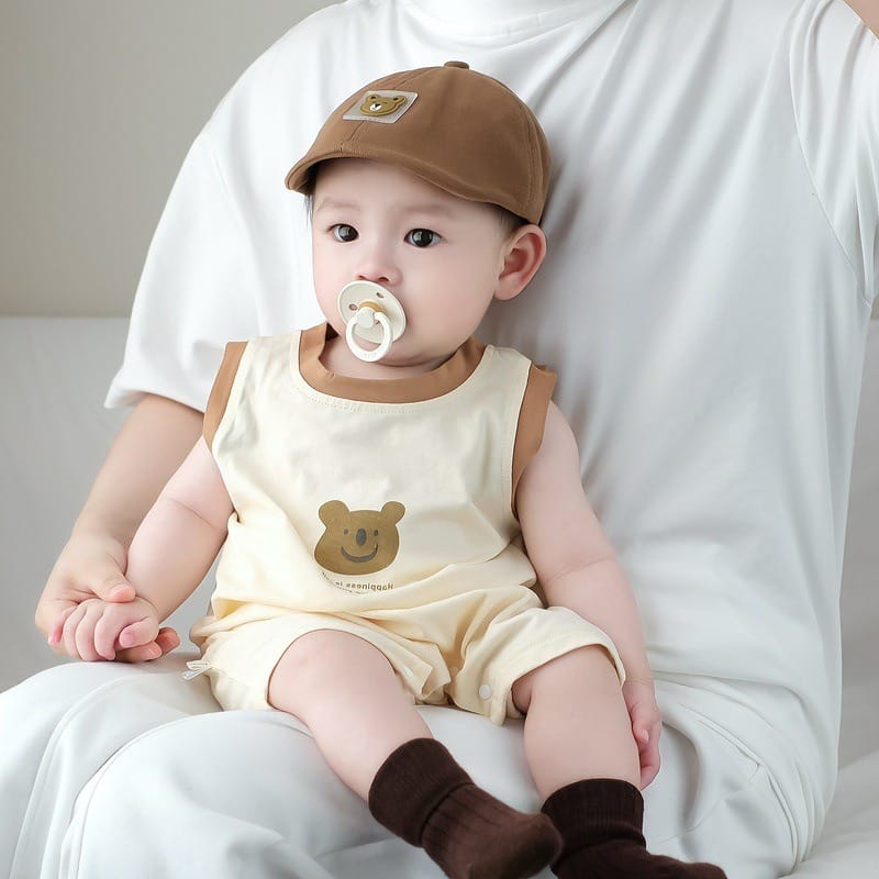 【BABY】ココくまプリントノースリーブロンパース