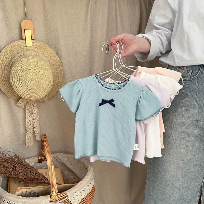 【BABY】プチリボンメロウパフスリーブ半袖Tシャツ