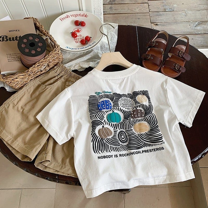 スイートパンプキンバックプリント半袖Tシャツ