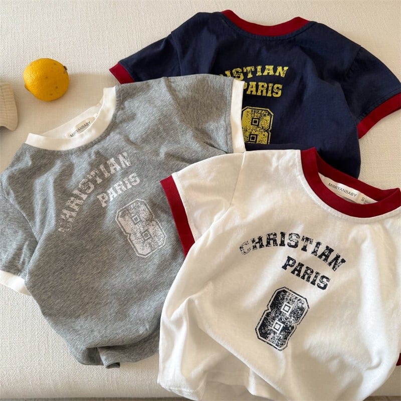 バイカラーカレッジロゴ半袖Tシャツ