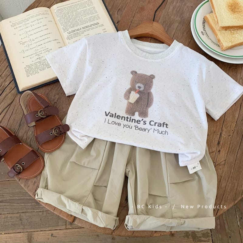 【KID】バレンタインくまプリント半袖Tシャツ