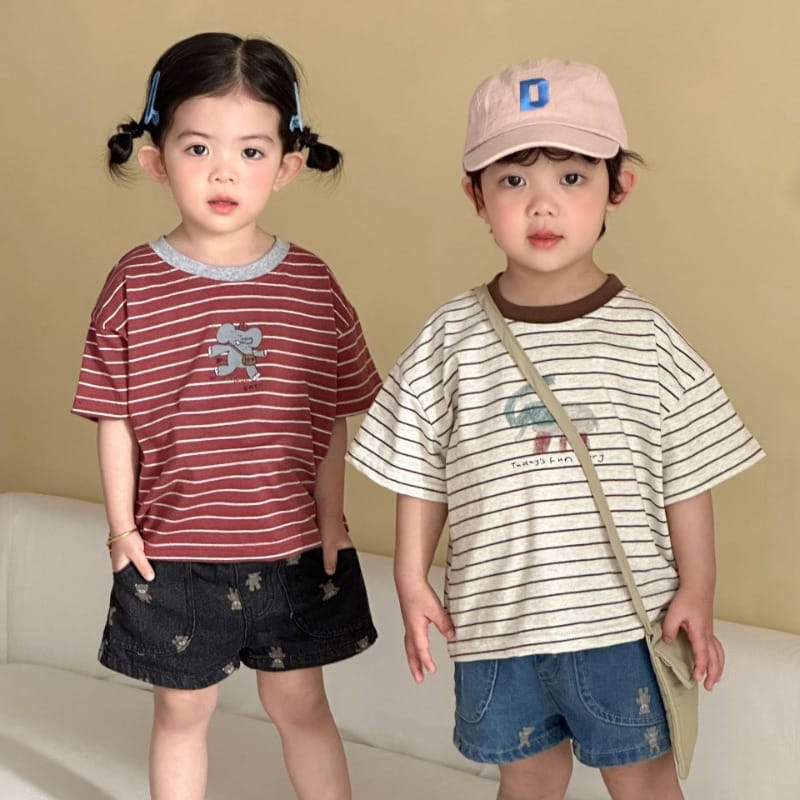 【KID】クッキーストライプアニマル半袖Tシャツ