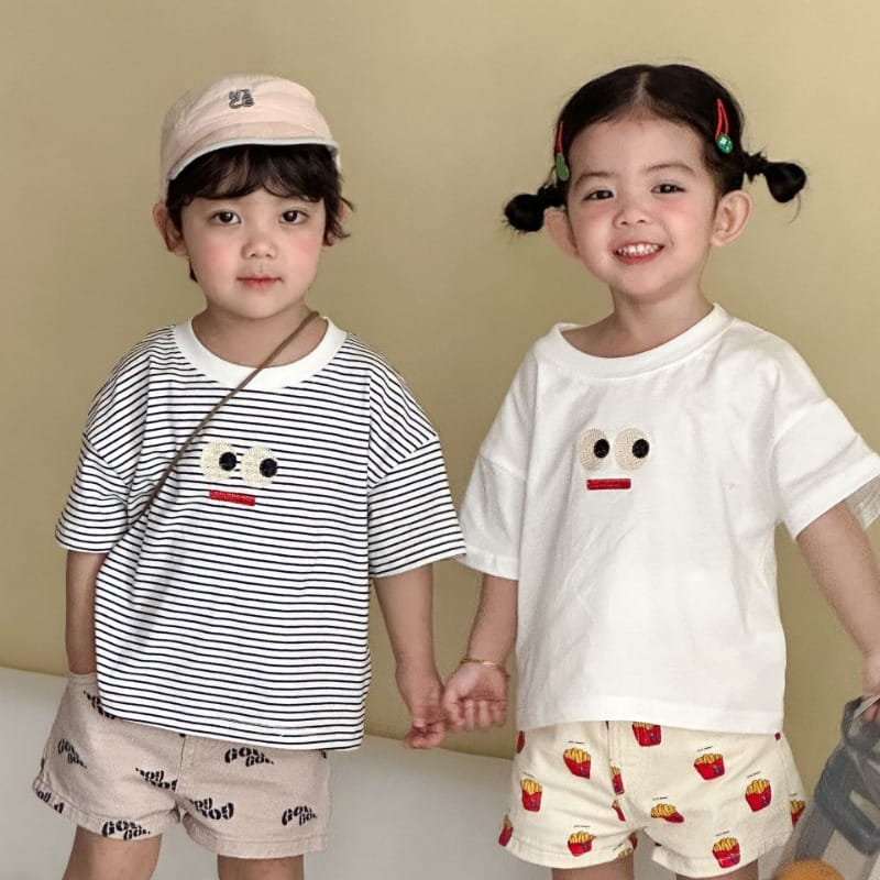 【KID】ビッグアイズストライプ半袖Tシャツ