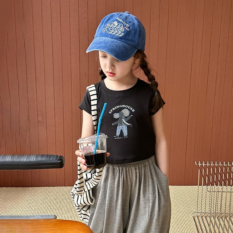 【KID】エレファントプリントスリム半袖Tシャツ