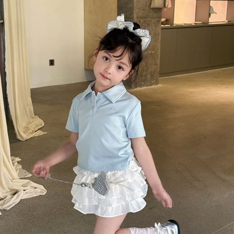 【KID】ルニ襟付きワンポイント半袖ポロTシャツ