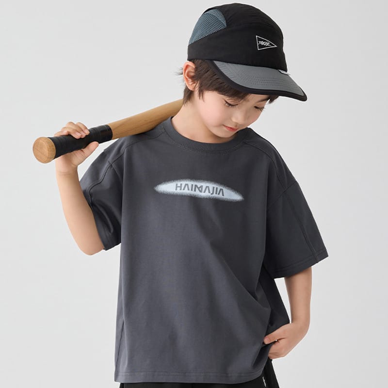 【KID】フロント英字プリントストーン半袖Tシャツ