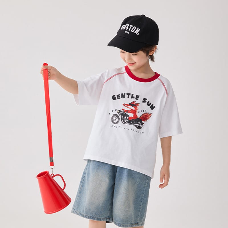【KID】ジェントルフォックスプリント配色半袖Tシャツ