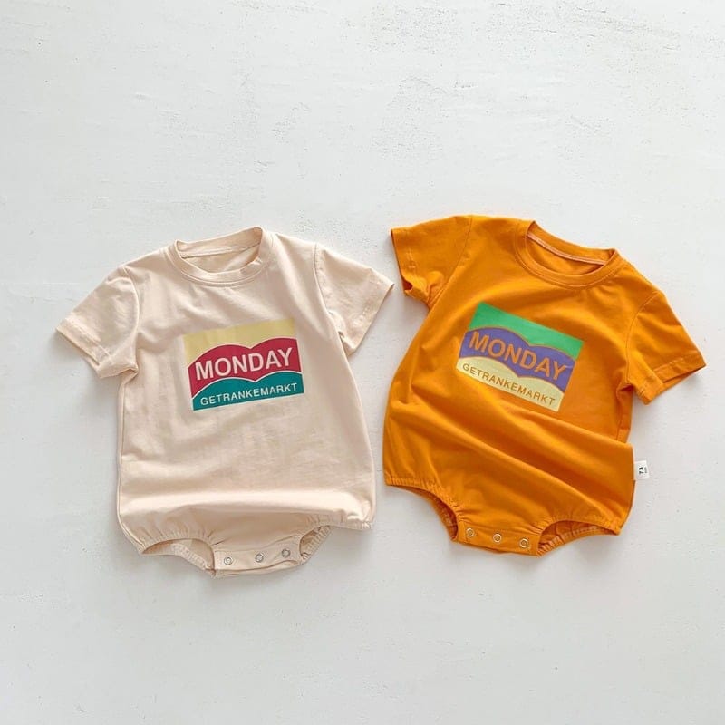 【BABY】マンデーマウンテンプリント半袖ロンパース