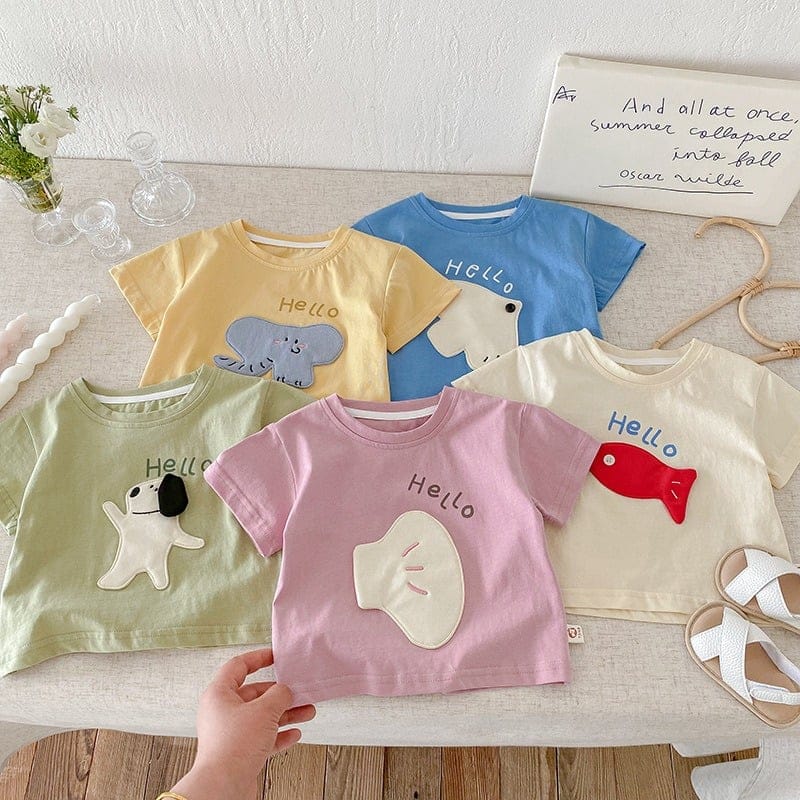 【BABY】ハローキャラクターパッチデザイン半袖Tシャツ