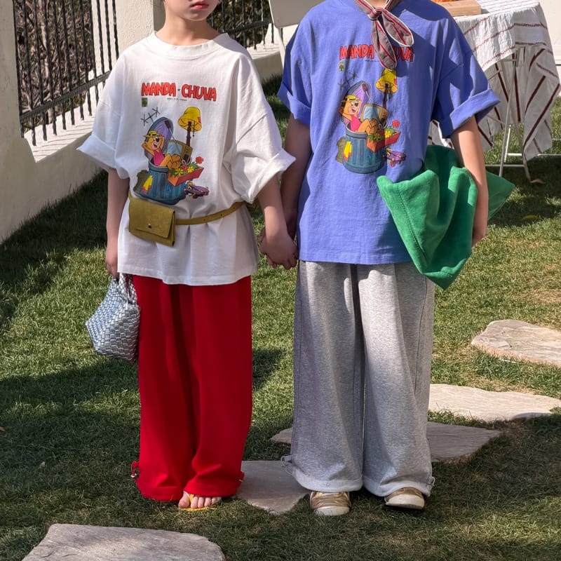 【KID】カートゥーンバスケット英字プリント半袖Tシャツ