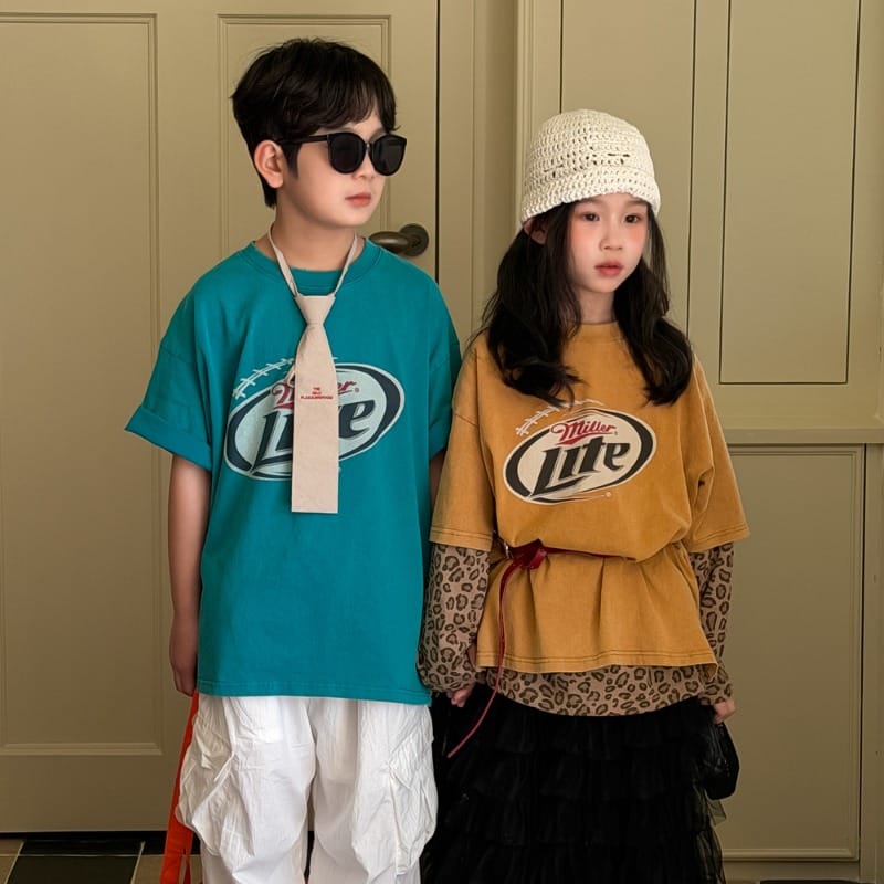 【KID】ライトミラー英字プリント半袖Tシャツ
