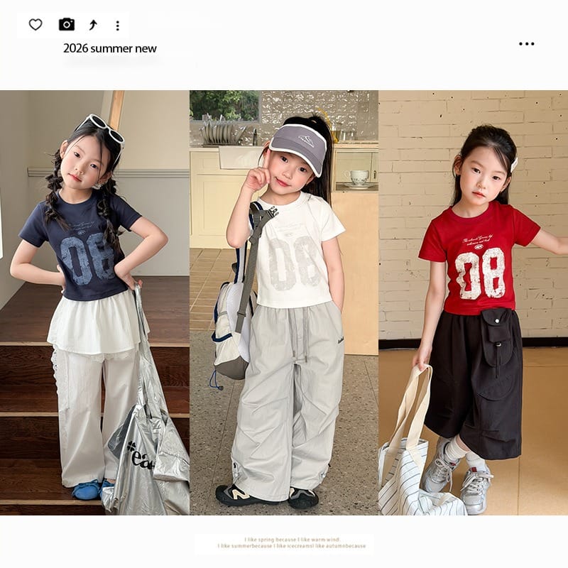 【KID】英字ナンバーロゴプリント半袖Tシャツ