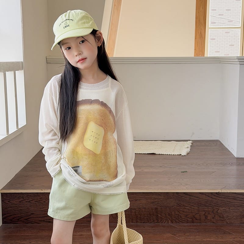 【KID】バタートーストプリント長袖ニットTシャツ
