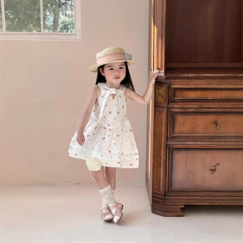【KID】小花柄ホルターネックティアードワンピース