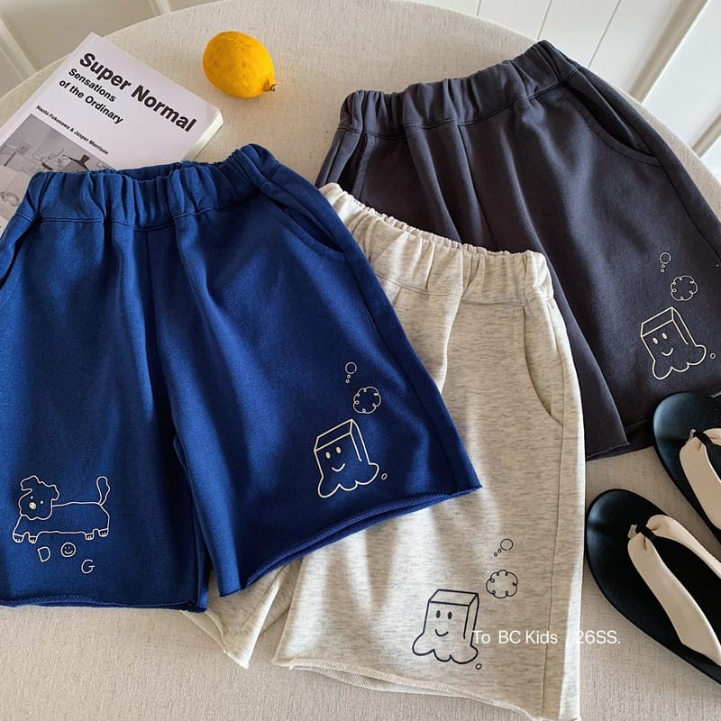 【KID】スクエアブレッドプリント切りっぱなしニットハーフパンツ